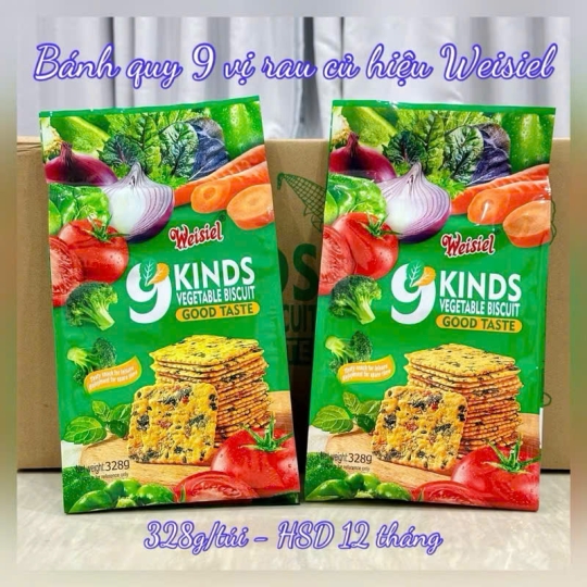BÁNH QUY ĂN KIÊNG 9 LOẠI RAU CỦ HIỆU WEISIEL