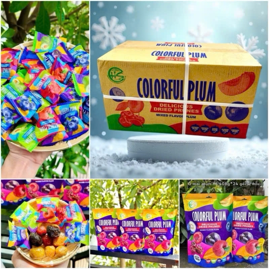 1 THÙNG 24 TÚI Ô MAI MIX 5 VỊ TRÁI CÂY COLORFUL PLUM